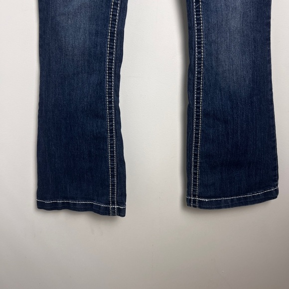 Maurices Bridget Y2K Thick Stitch Sequin Embellished 5Pocket Flare Leg Jeans 1/2 - Picture 7 of 13